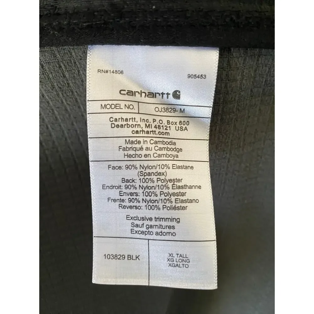 Black Carhartt Rain Defender Relaxed Fit Hooded Jacket -‎ (Men’s XL Tall) - Picture 4 of 9